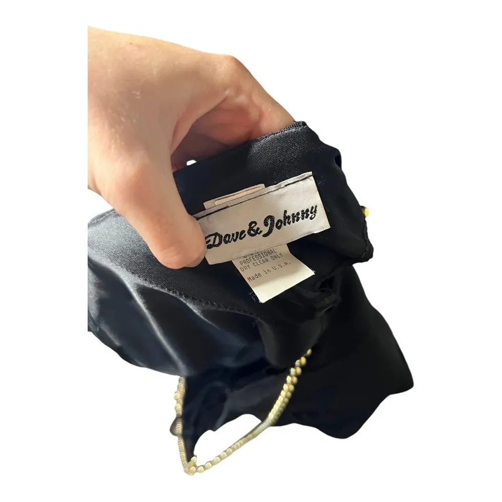 Vintage Beaded Black Cocktail Dress 80’s 10 Gold - Image 5