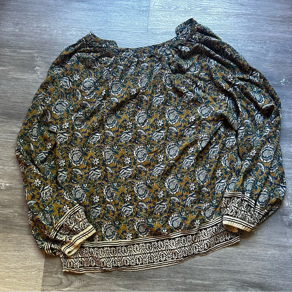 Faherty Naomi Top in Fairfield Border Print Size Medium Brown - Image 10