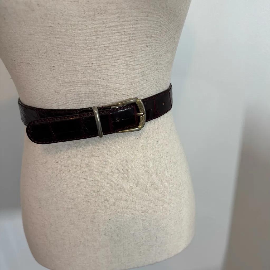 genuine alligator belt burgundy - Image 5