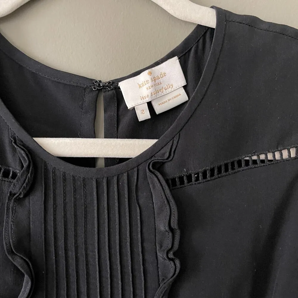 Kate Spade Silk Pleated Top Black - 2 - Image 5