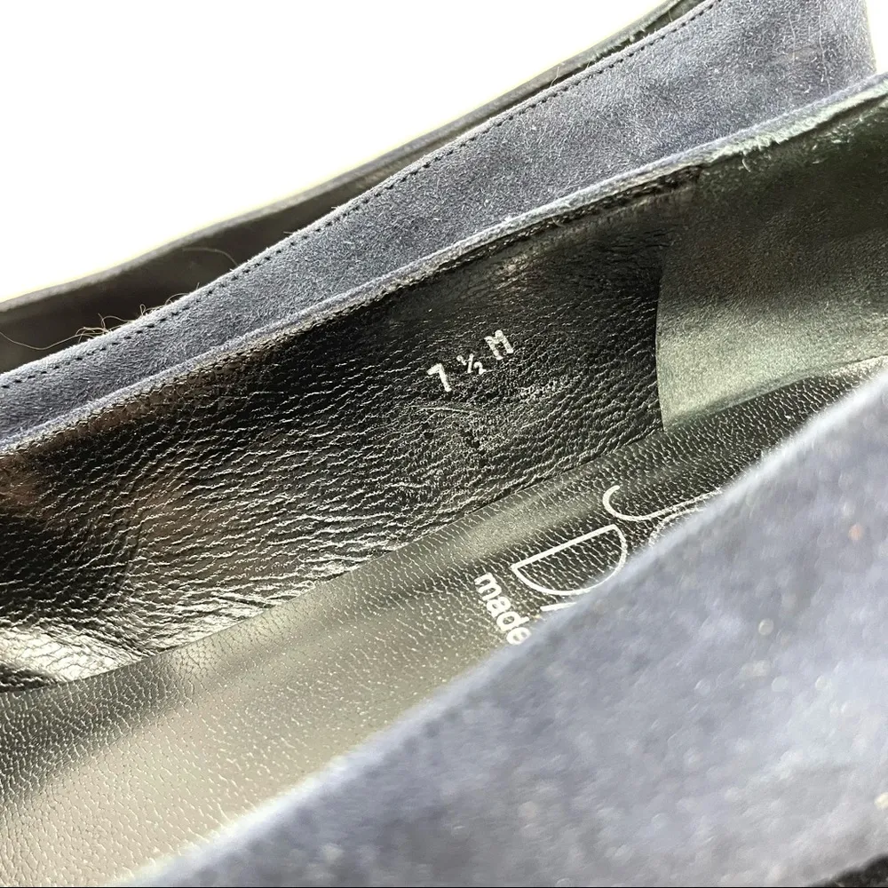 JOAN & DAVID vintage navy blue suede low heel flats, made in Italy, size 7.5 - Image 11