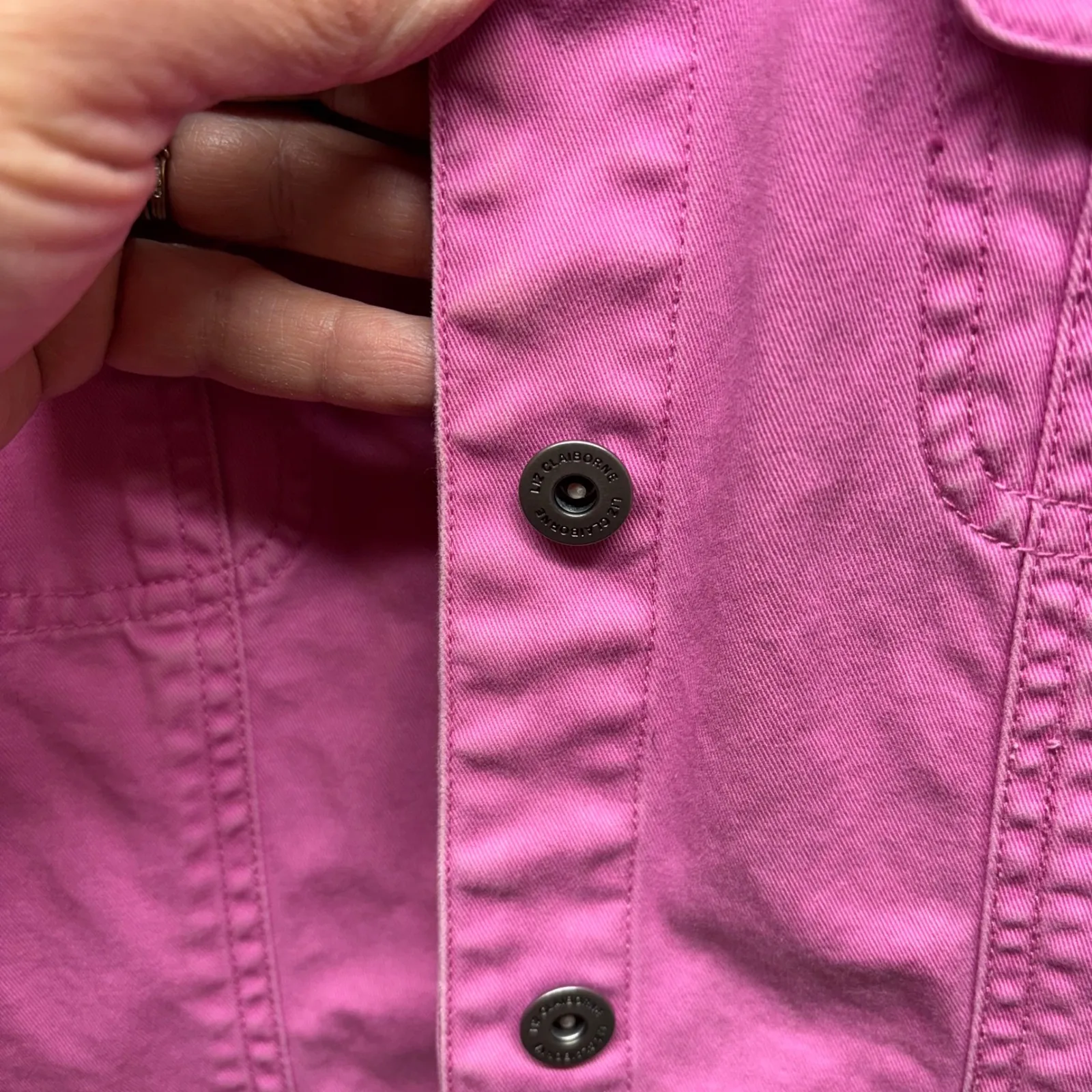 Liz Claiborne Pink‎ Cotton Utility Jacket Womens M Button Front Casual Wear - Image 4