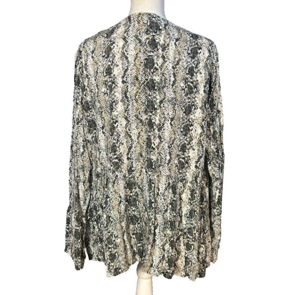 Savanna Jane Top Size 2X Black Long Sleeve Floral Animal Print Boho Embroidered - Image 2