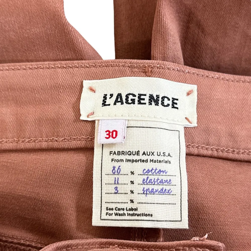 L’Agence NEW Margot Skinny High Rise Coated Sheen Jean Pant Mocha Brown 30 - Image 8