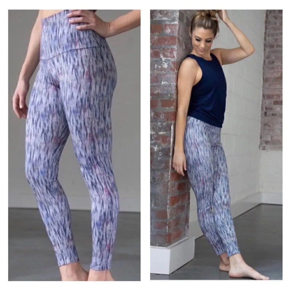 Emily Hsu Designs X Pure Barre hi rise watercolor print fitness workout leggings Purple Size M - Image 2