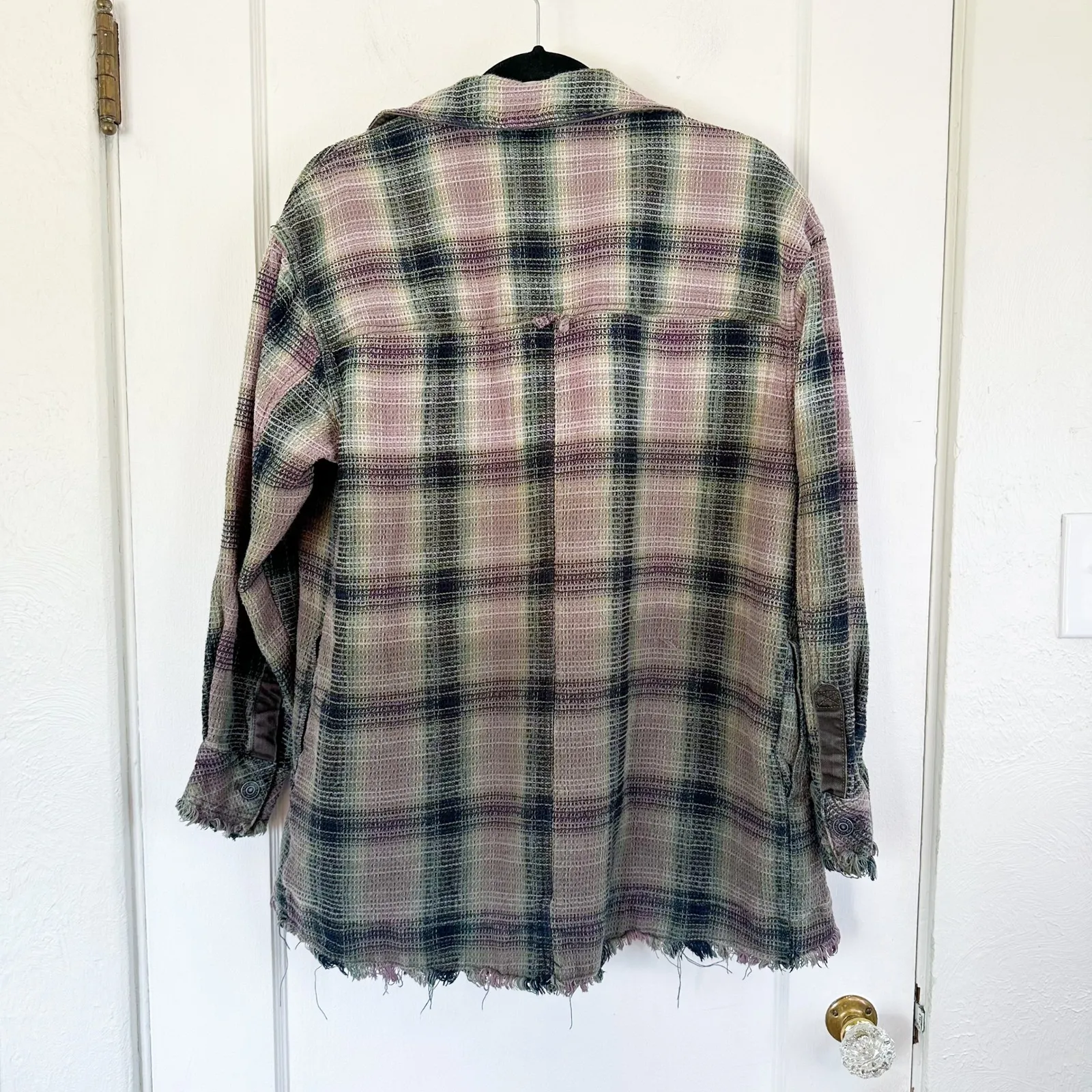 Free People | We The Free Anneli 100% cotton Plaid Shirt Jacket Spanish Olive - Image 8