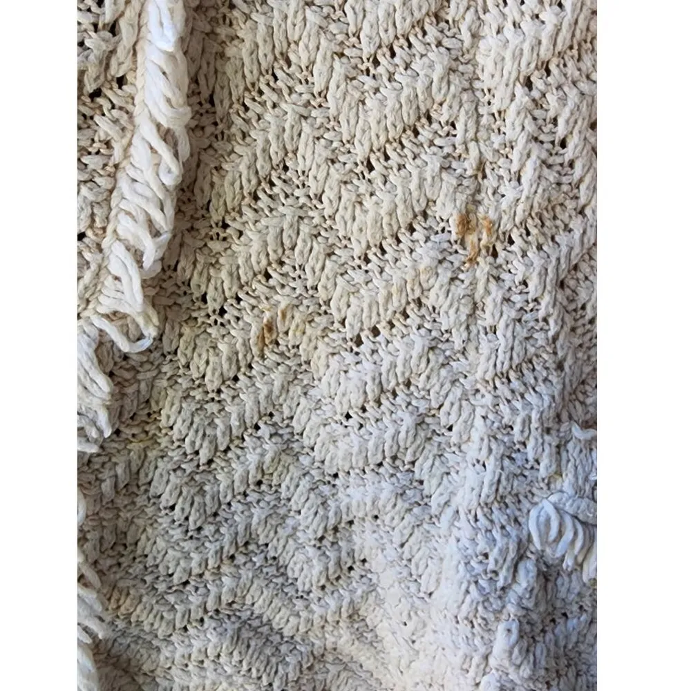 Anthropologie Angel of the North Cream Fringe Cardigan Sweater XS - Image 7