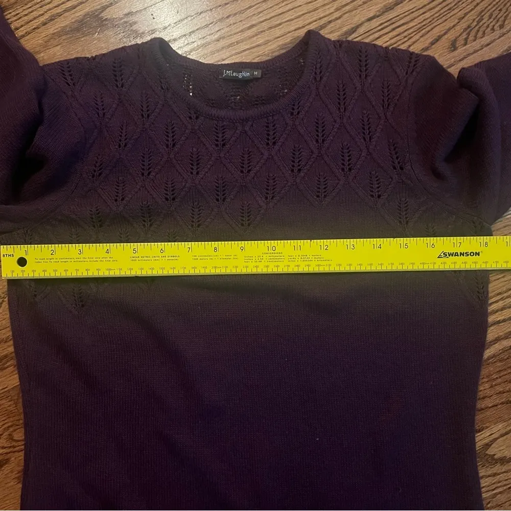 J McLaughlin Burgundy - Plum Eyelet Knit Cotton Sweater Shift Dress Size M - Image 5