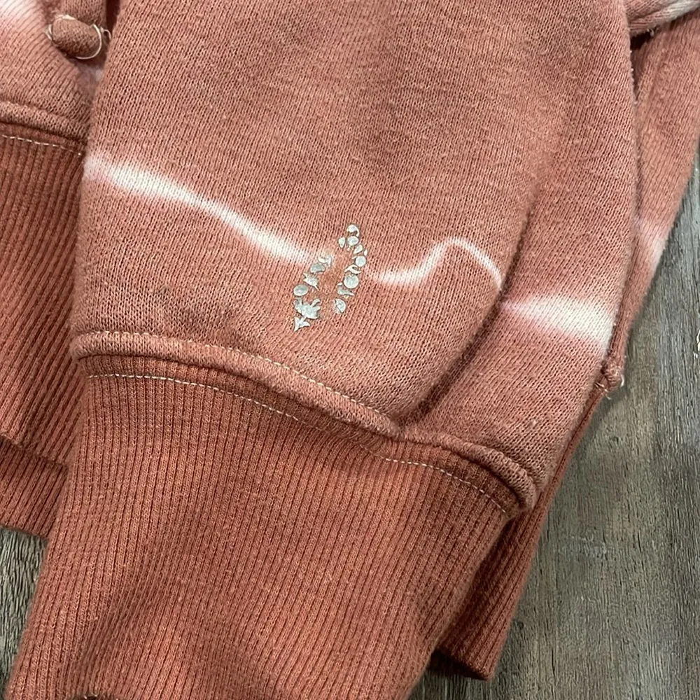 Free People FP Movement Tie Dye Believer Lace Up Sweatshirt Mauve & White XS - Image 11
