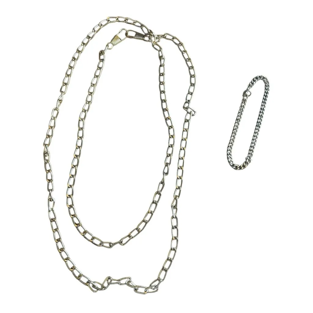 Layered Gold Chain Necklace and Bracelet Set unmarked retro vintage old money - Image 2