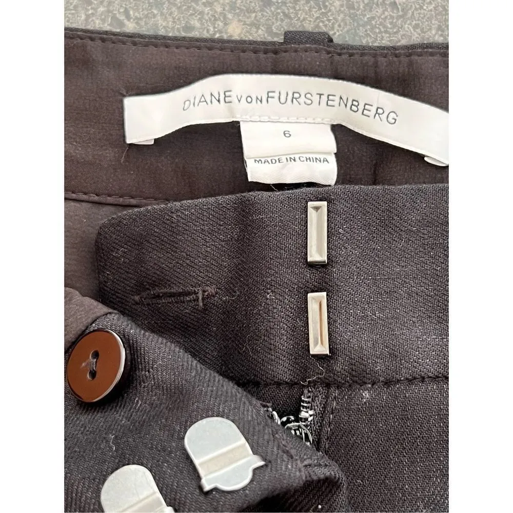 Diane Von Furstenberg Linen Blend Trouser Pants Black Size 6 - Image 7