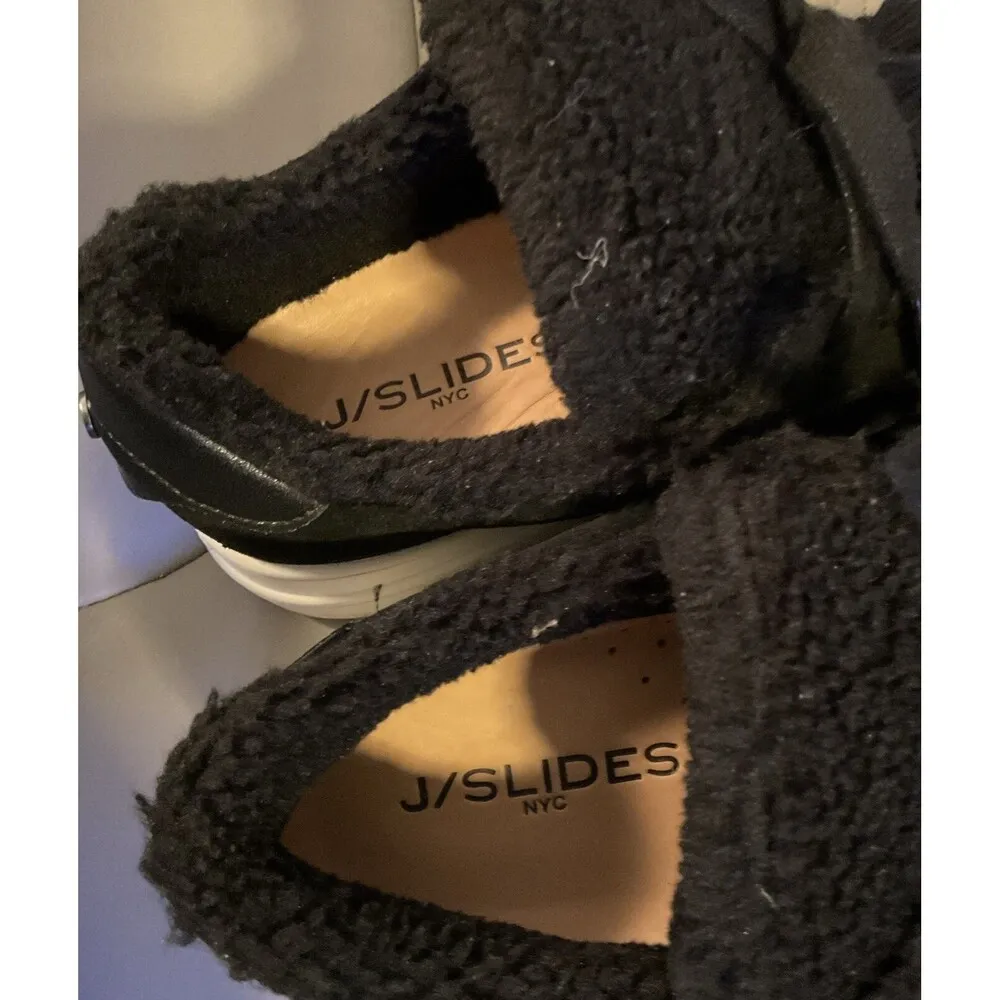 J/Slides Women's Sz 7.5 Suede Leather Platform Sneaker Black White. LSHE173 - Image 5