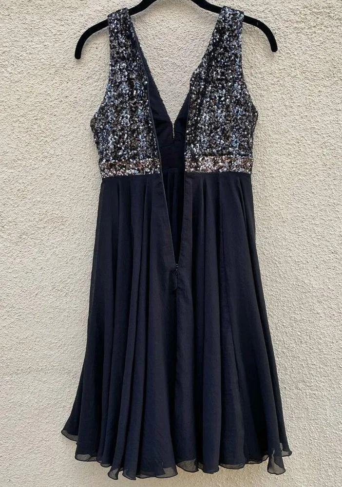 Dress The Population Black Silver Sequin Party Dress XS - Image 9