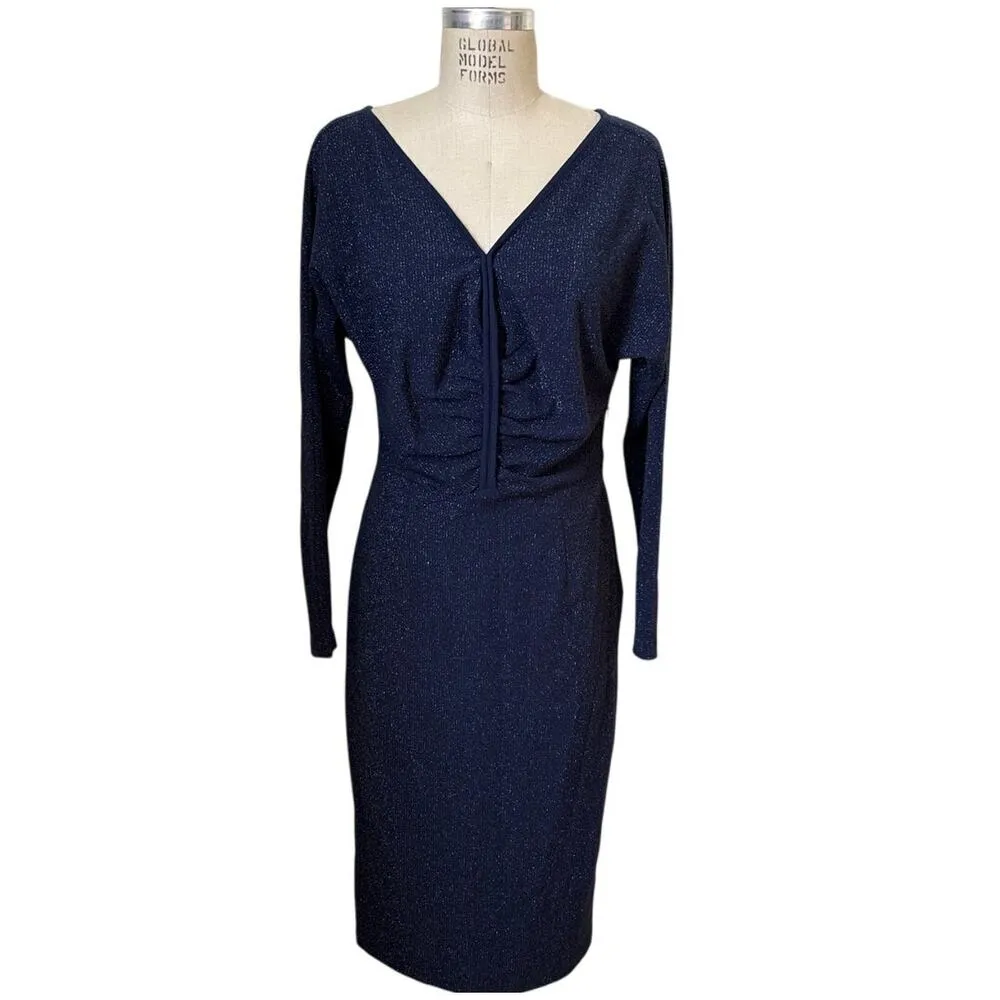 RACHEL COMEY Temper Metallic Knit Dress in Navy Size 8 Blue - Image 2