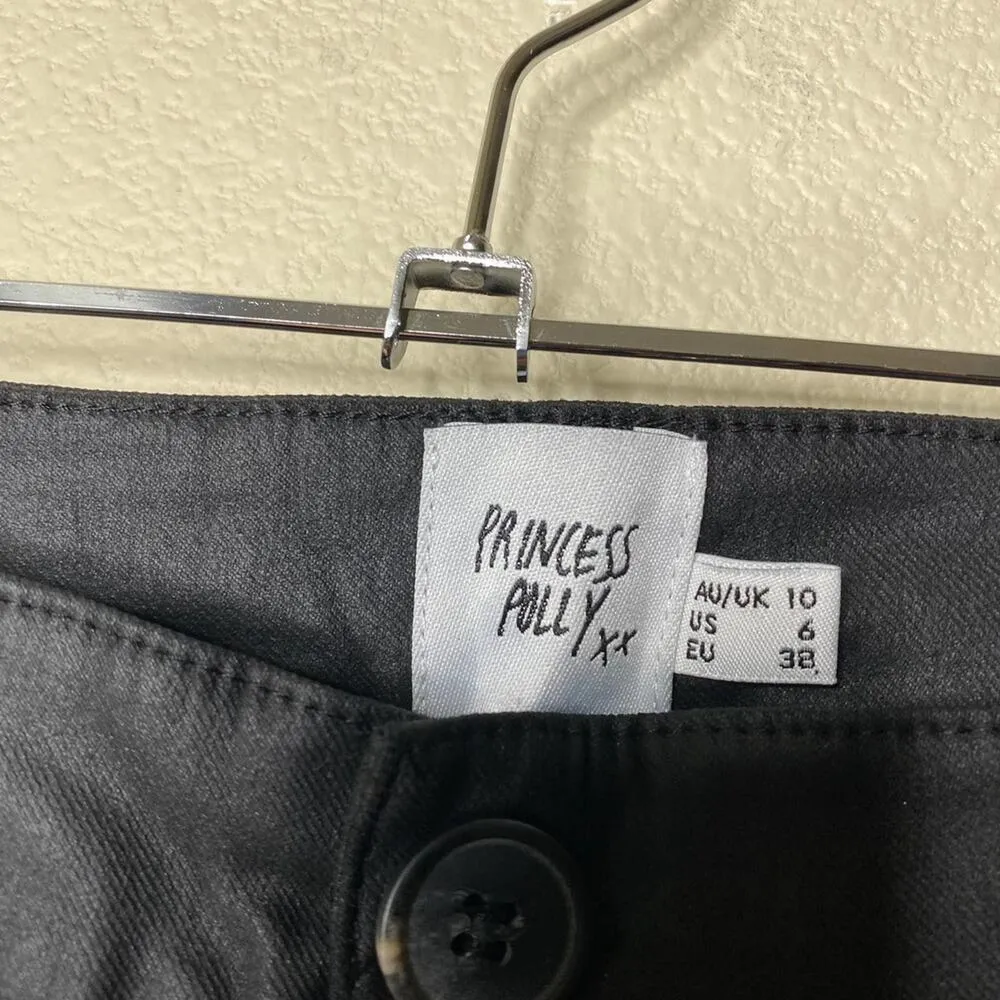 Princess Polly Coated Shiny Skinny Jeans Black Hi-Rise Faux Leather Pants Size 6 - Image 10