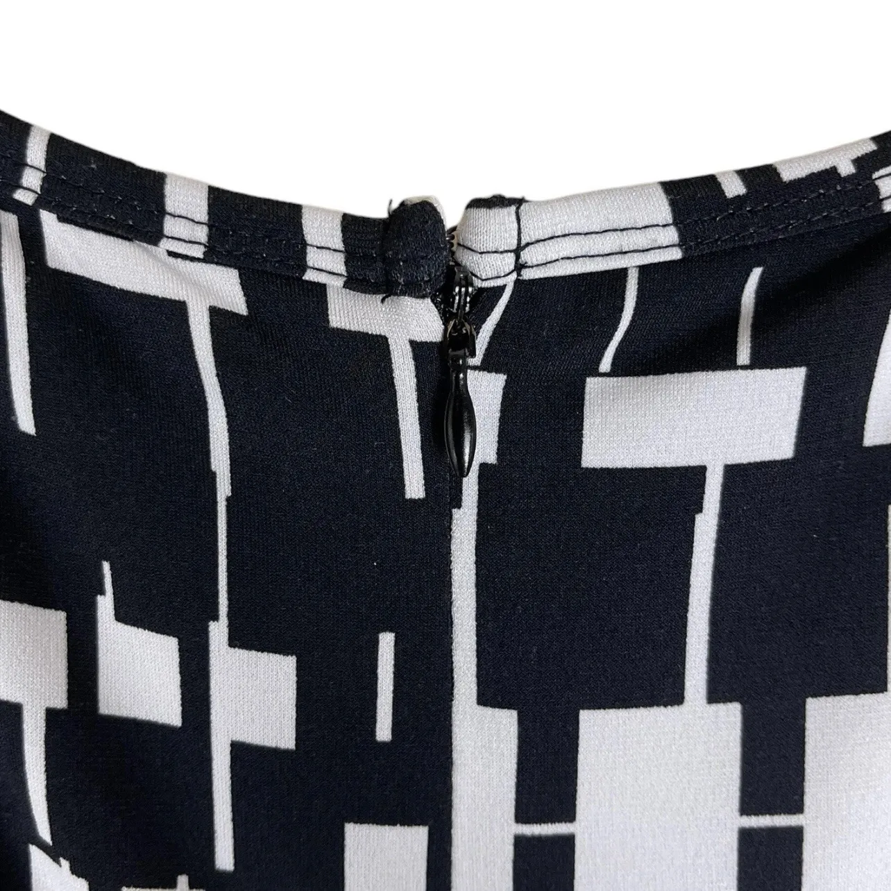 Calvin Klein Black And White Geometric Career Casual Blouson Jumpsuit Size 4 - Image 8