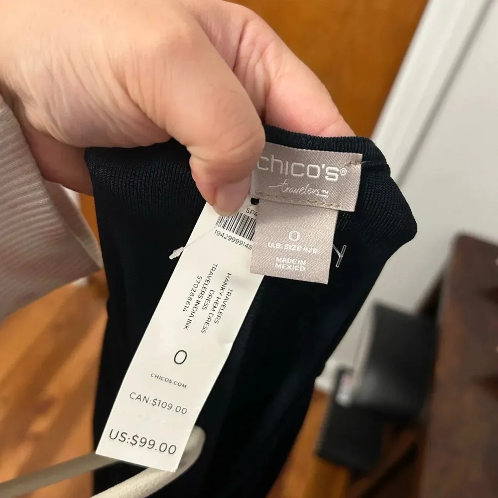 NWT CHICOS TRAVELERS HANDKERCHIEF HEM DRESS - Image 4