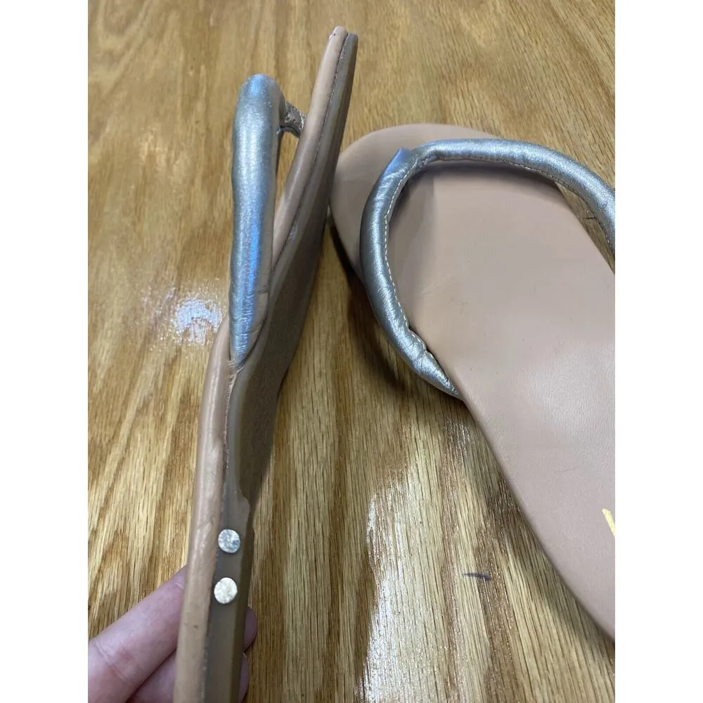 Beek Sunbeam Flip Flop Sandals Women's 8 Silver Patent Leather Slip - Image 4