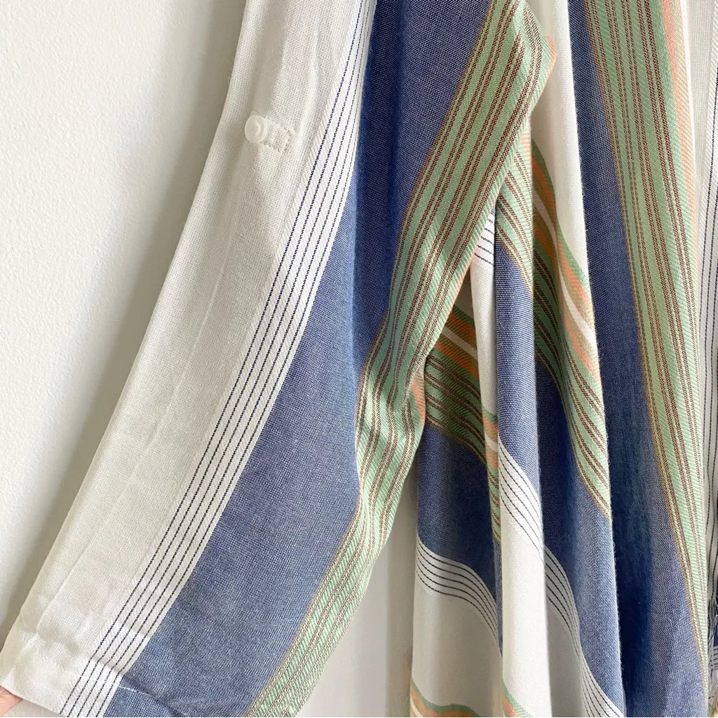 Altar’d State Fringe Open Front Cardigan X-small XS Coverup l Striped Oversized - Image 9