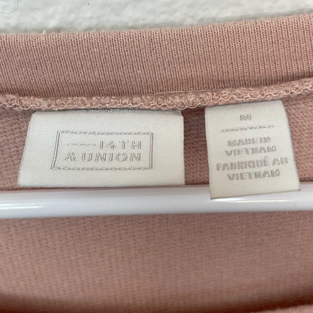 14th & Union Women’s Ruffle Sleeve Sweatshirt Blush Pink‎ Top Size M - Image 3