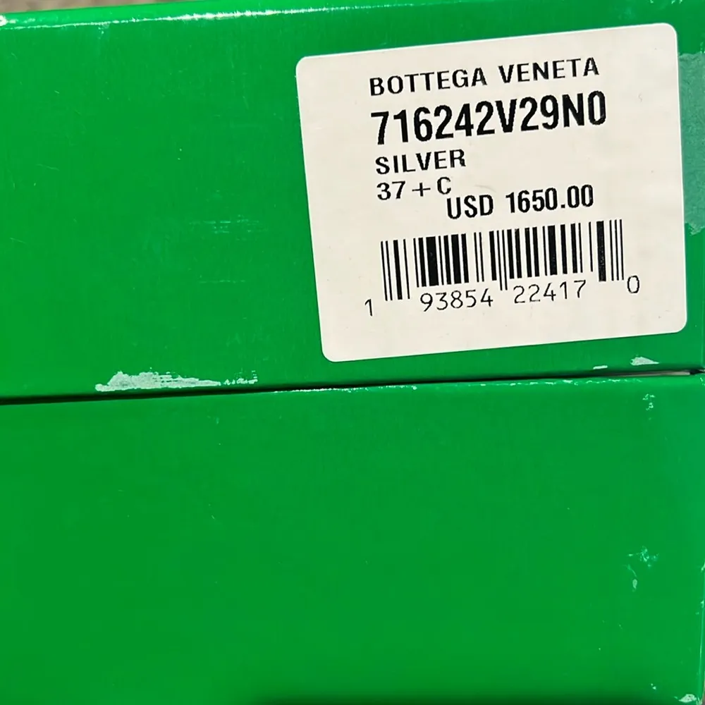 Bottega Veneta Stretch High Heel Slide Sandals in Silver Size 37.5 NEW+2DustBags - Image 12