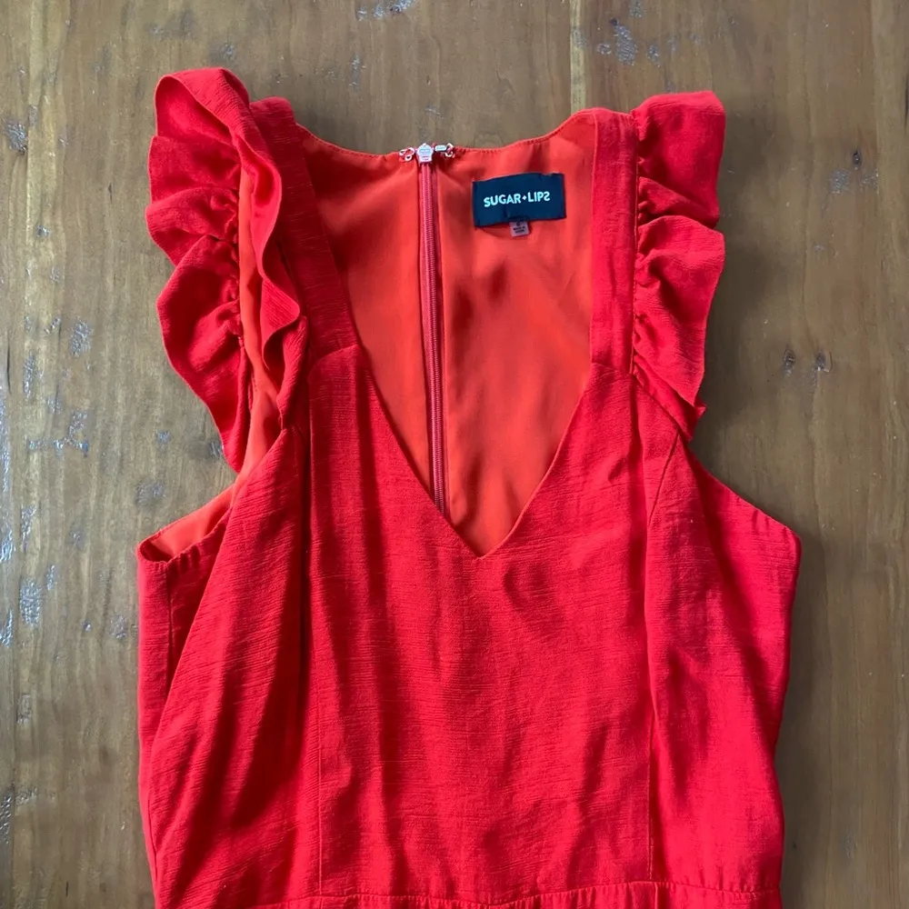 Sugar+Lips red wide leg full length jumper ruffle top - Image 5