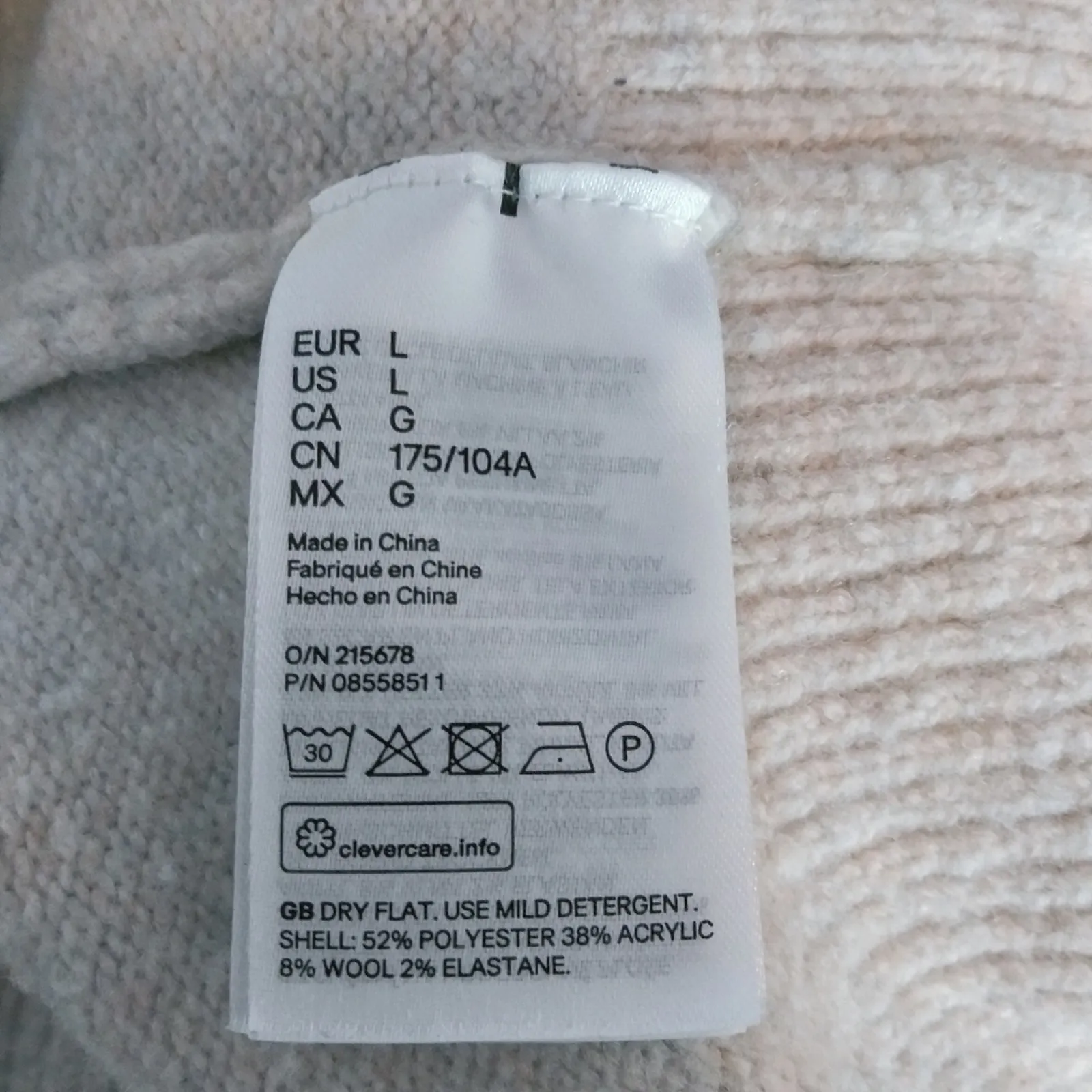 H&M Wool Blend Mock Neck Balloon Sleeves Sweater Neutral Size L - Image 6