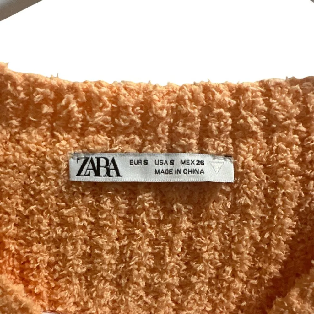 Zara Orange‎ Cropped Knit Sweater - Size S - Image 3