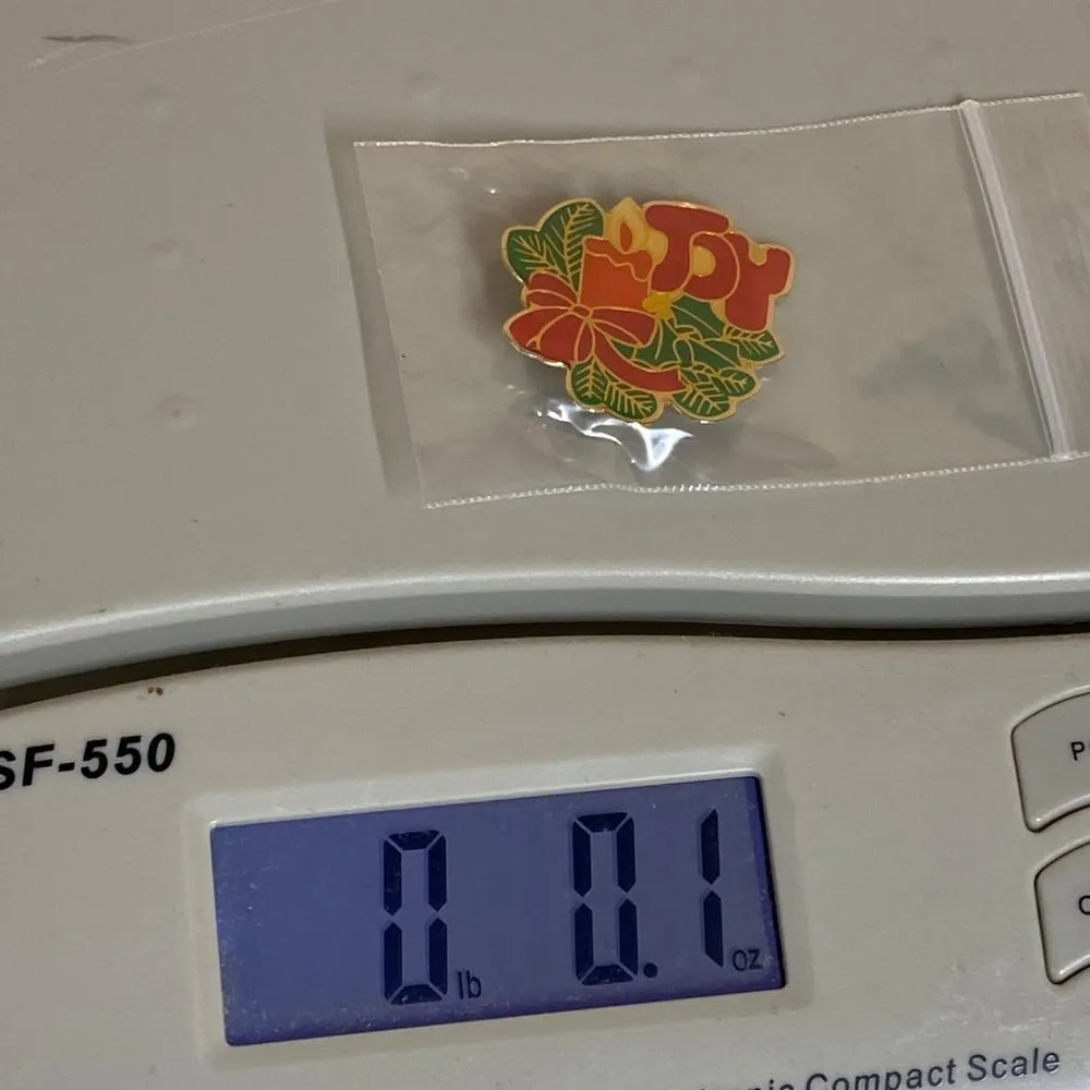 Christmas Holiday Enamel Pin Brooch Joy Candle Holly Bow Vintage - Image 13