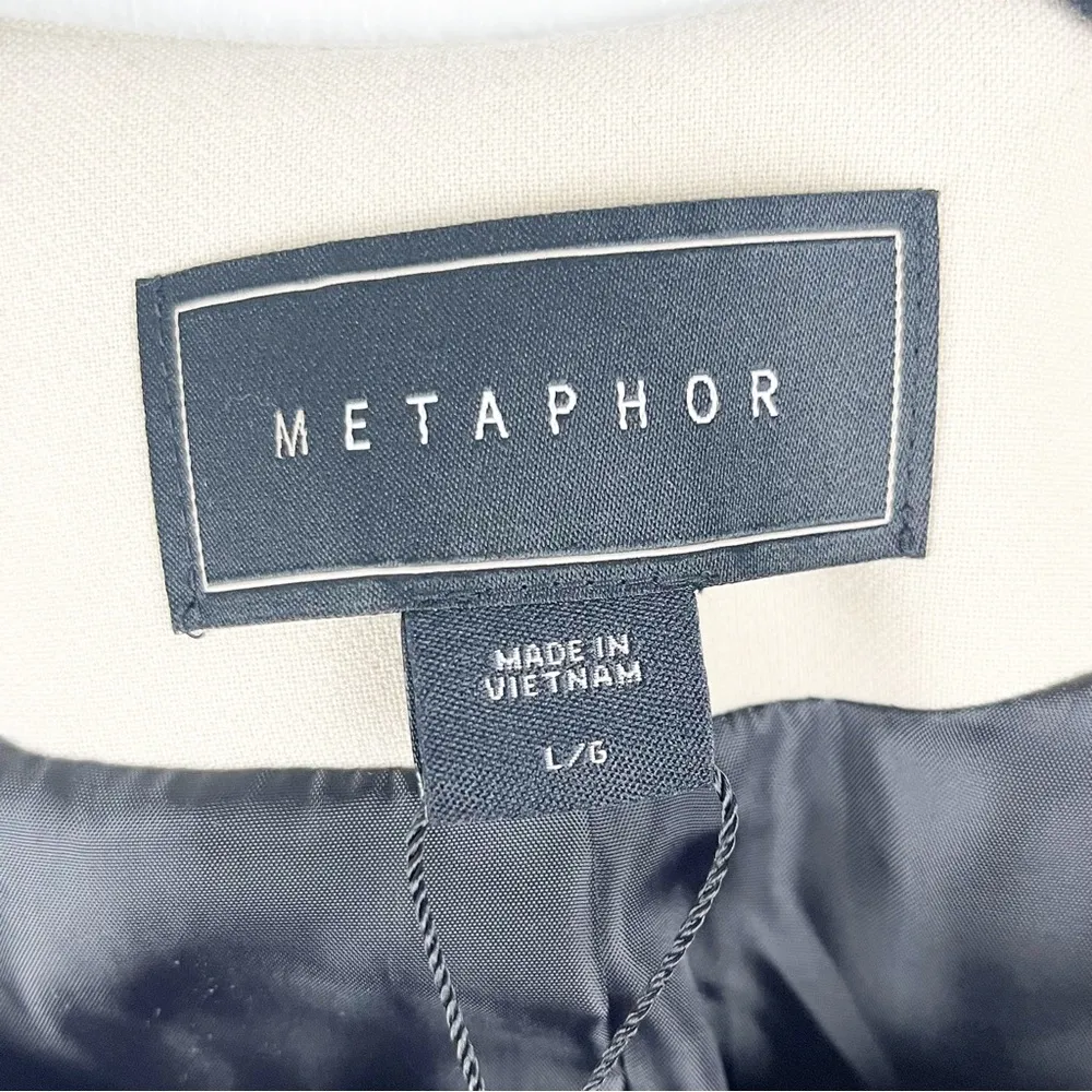 METAPHOR Oxford Tan Collarless Longline Front Zip Lined Coat, Size Large - Image 3