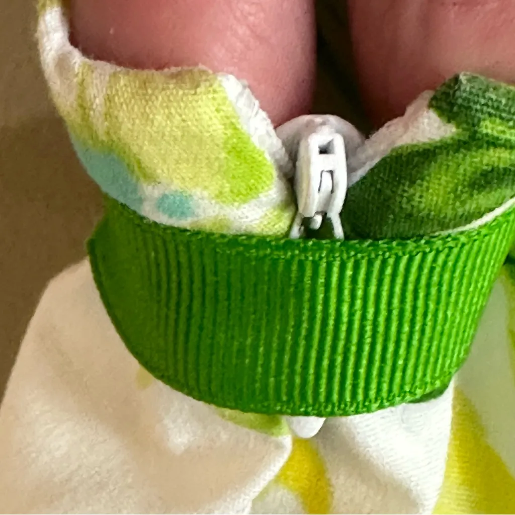 Y2K Body Central Green Yellow Floral Ribbon Tie Waist Sequin Lace Trim Skirt M - Image 7