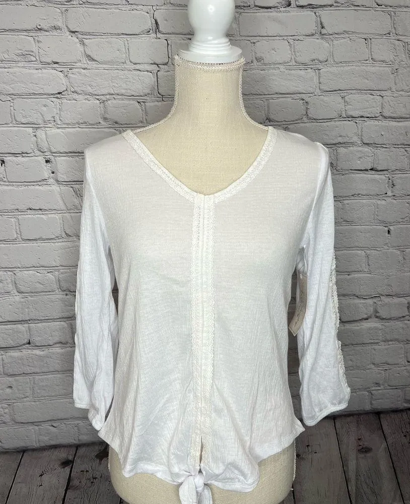 NWT French laundry white tie front shirt small - Image 13