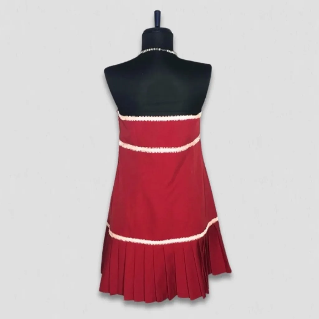strapless open back dress A-line Strapless Midi Prom Dress with Box Pleats – loveangeldress main image 0