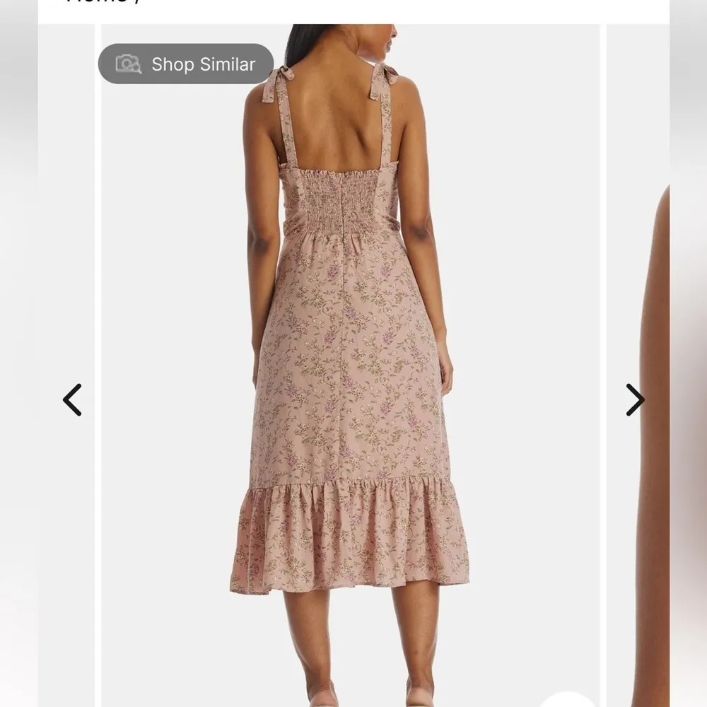 Women’s Floral Midi Dress Large Summer Casual Ruffle Hem Pink - Image 5