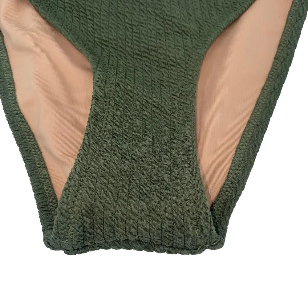 New J. Crew Green Textured Cheeky Bikini Swim Bathing Suit Bottom Women's Medium - Image 5