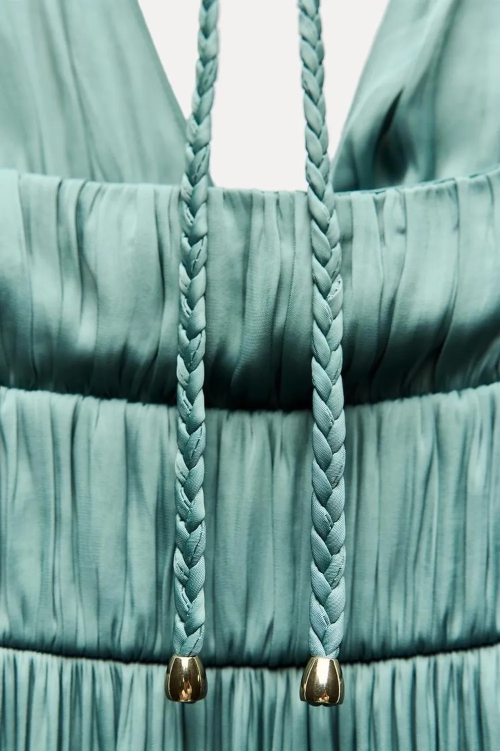 Zara maxi dress boho pleated  Teal Evening Gown wedding party cocktail - Image 15