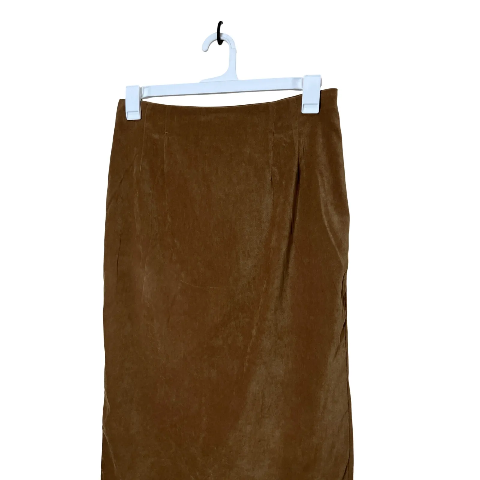 Vintage Briggs Tan/Brown Midi Skirt Career Professional Stretch Women Size 12P - Image 2