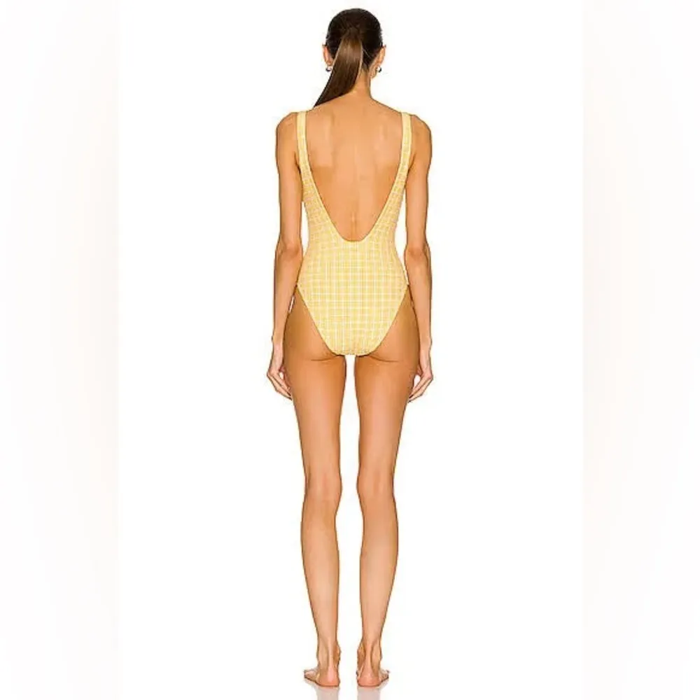Jonathan Simkhai Rosabel Seersucker One Piece Swimsuit, Daffodil Size L NWT $275 Yellow Size L - Image 3