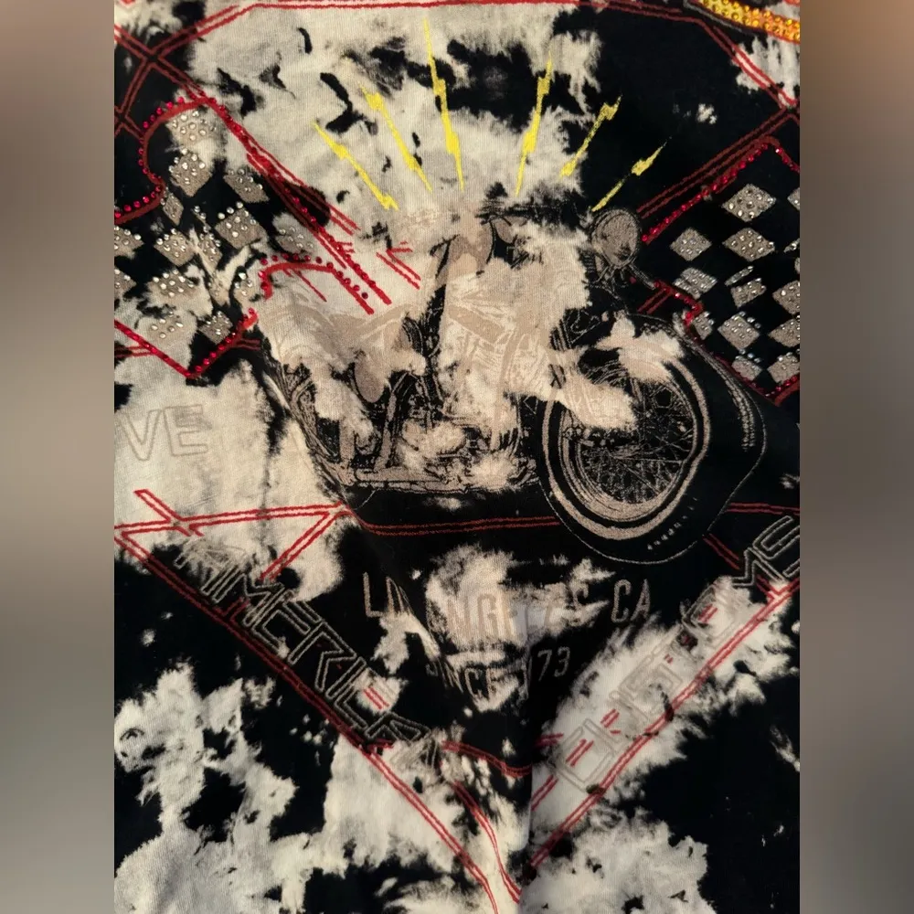 AFFLICTION Women’s AC Moto Flag T-Shirt Mini Dress Size Small - Image 10