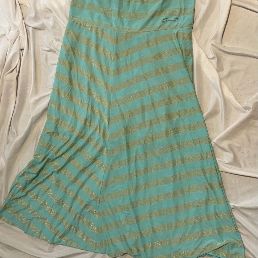 Seven7 Striped Green and Gold Women's Skirt Size 18/20 36 inches long lined - Image 2