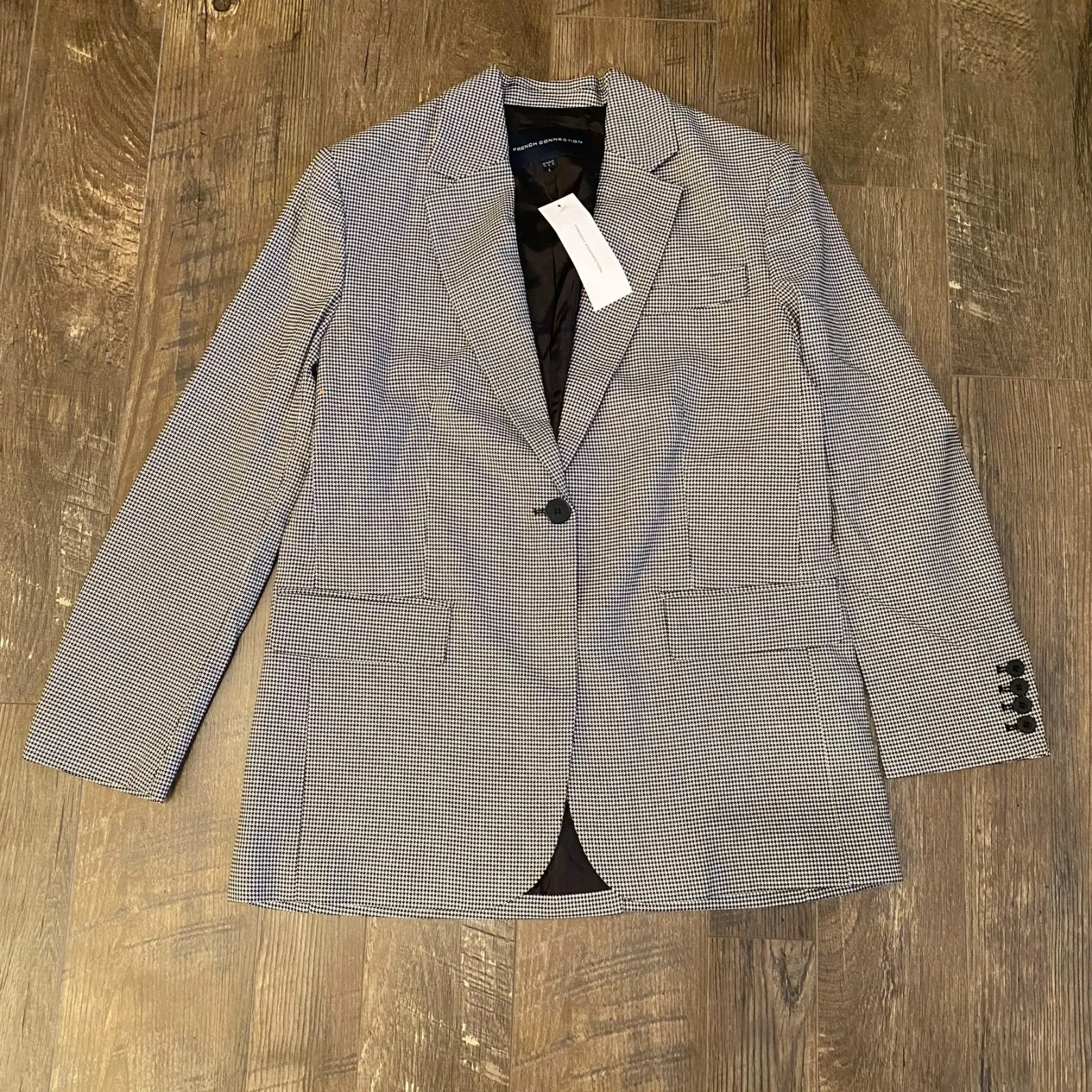 French Connection Women’s 6 Houndstooth Suit Set‎ Black White Preppy Office NWT - Image 3