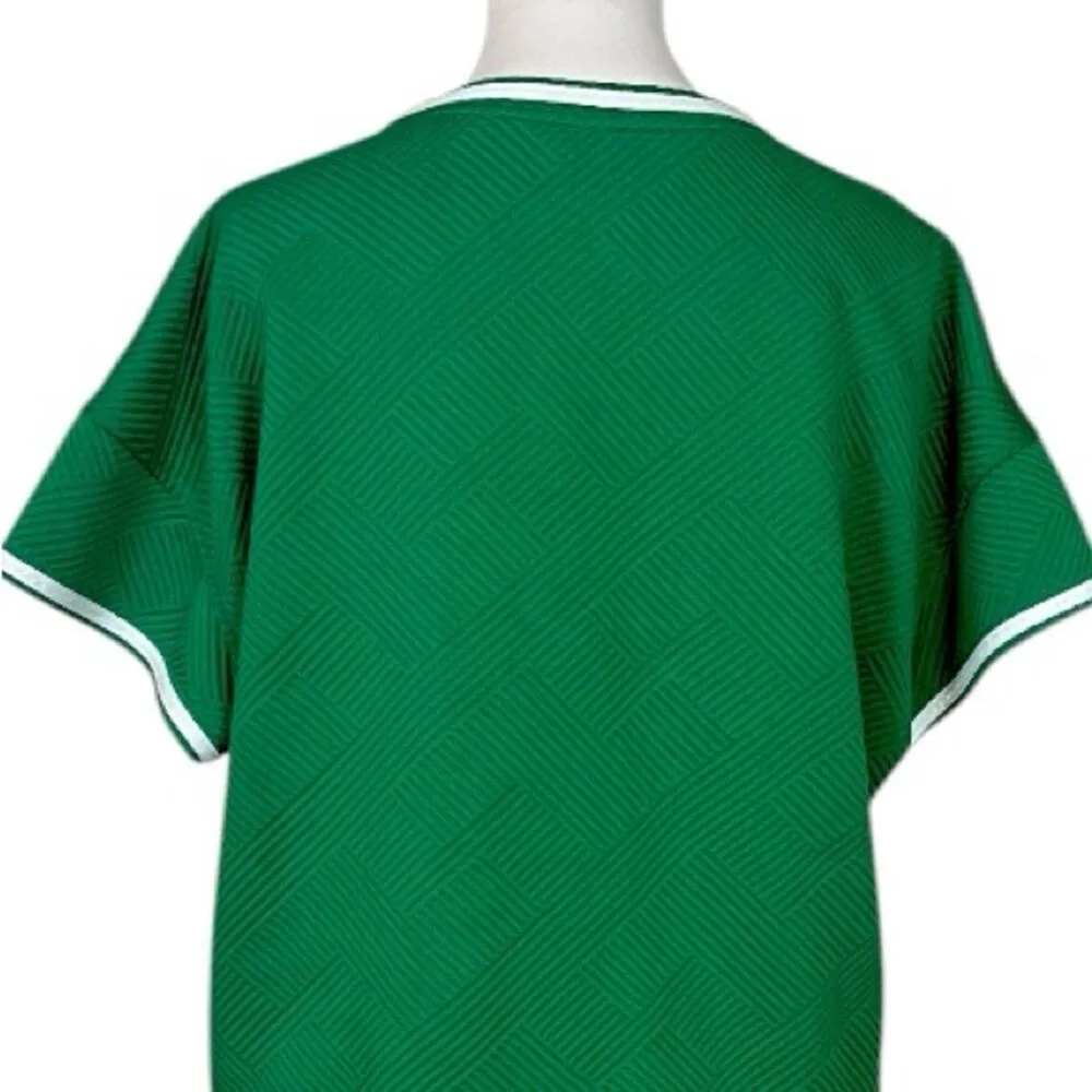 Fashion 2 Piece Set Top Wide Leg Crop Pant Kelly Green White Trim Women’s Size M Size M - Image 8