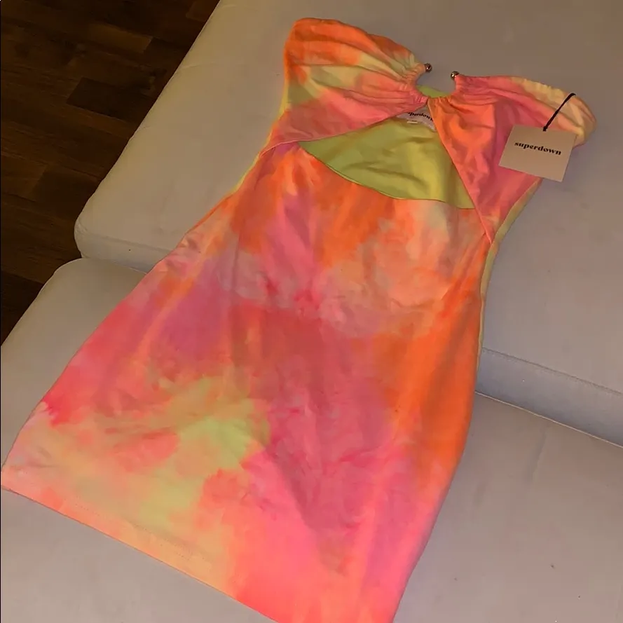 Revolve Maeve Mini Dress in Orange Tie Dye - Image 5