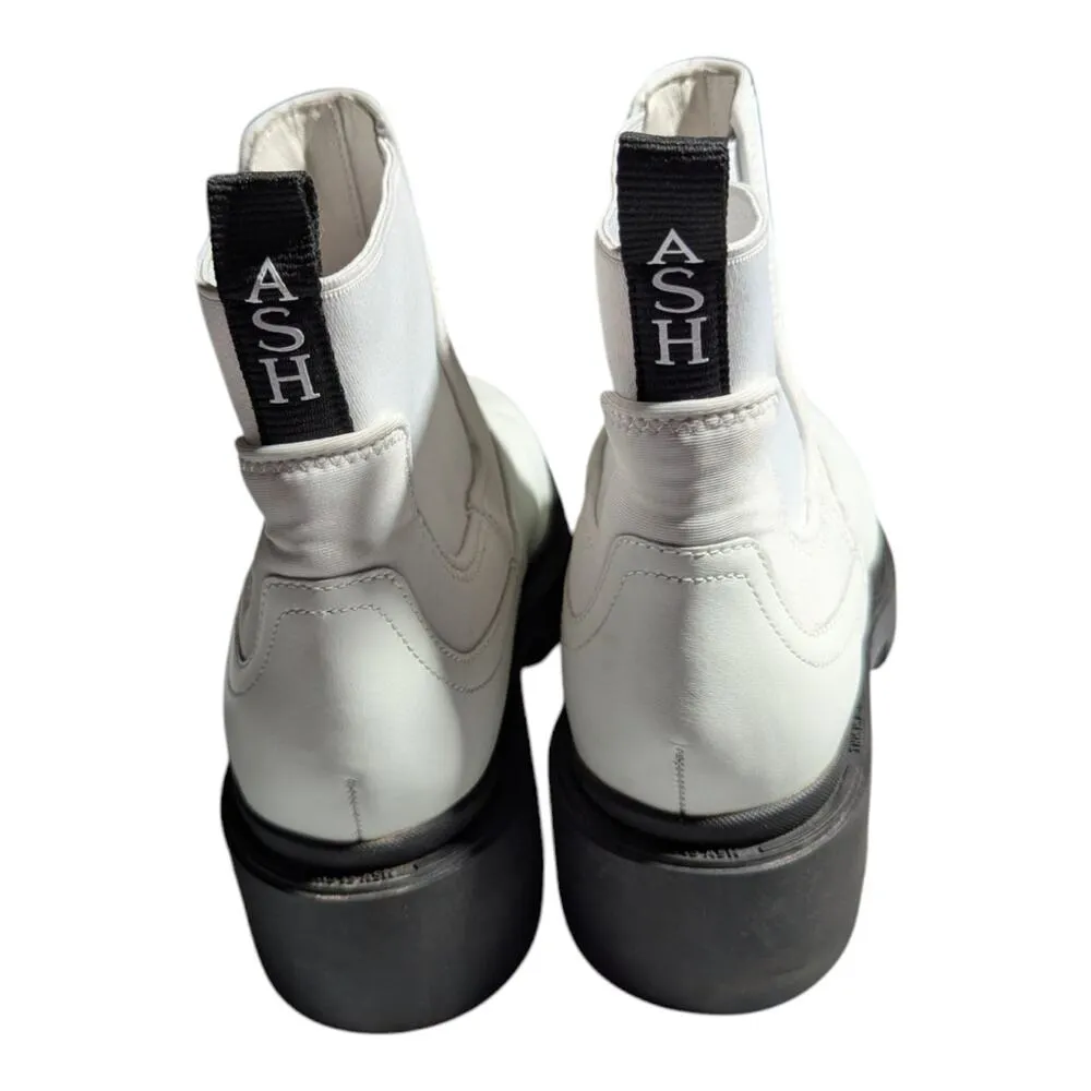 Ash Mastro White Leather Retro Chunky Lug Sole Chelsea Ankle Boots Sz 40 9.5 - Image 3