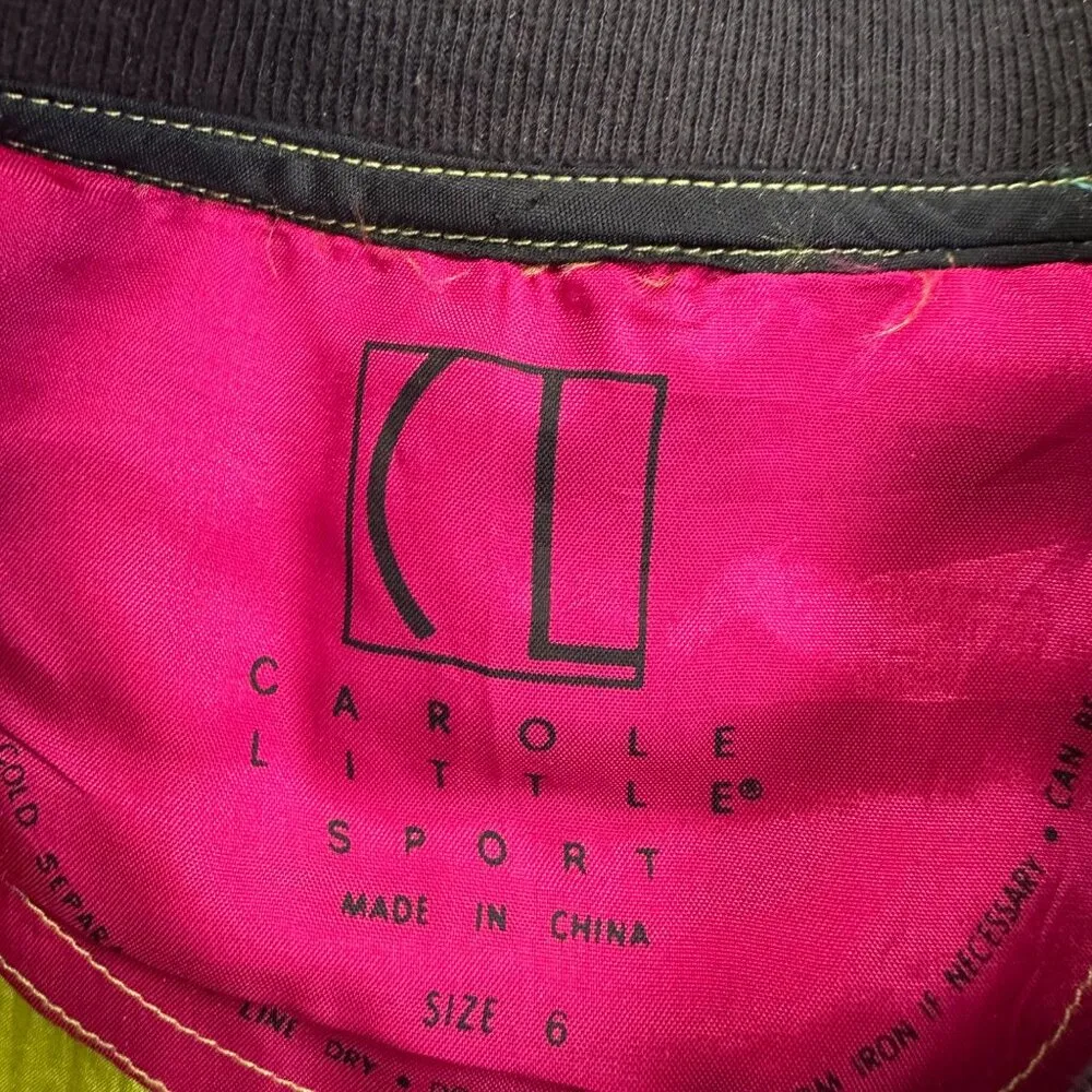 Vintage Carol Little Sport Bold & Bright Colorblock Silky Short Sleeve Shirt Blue Size 6 - Image 6