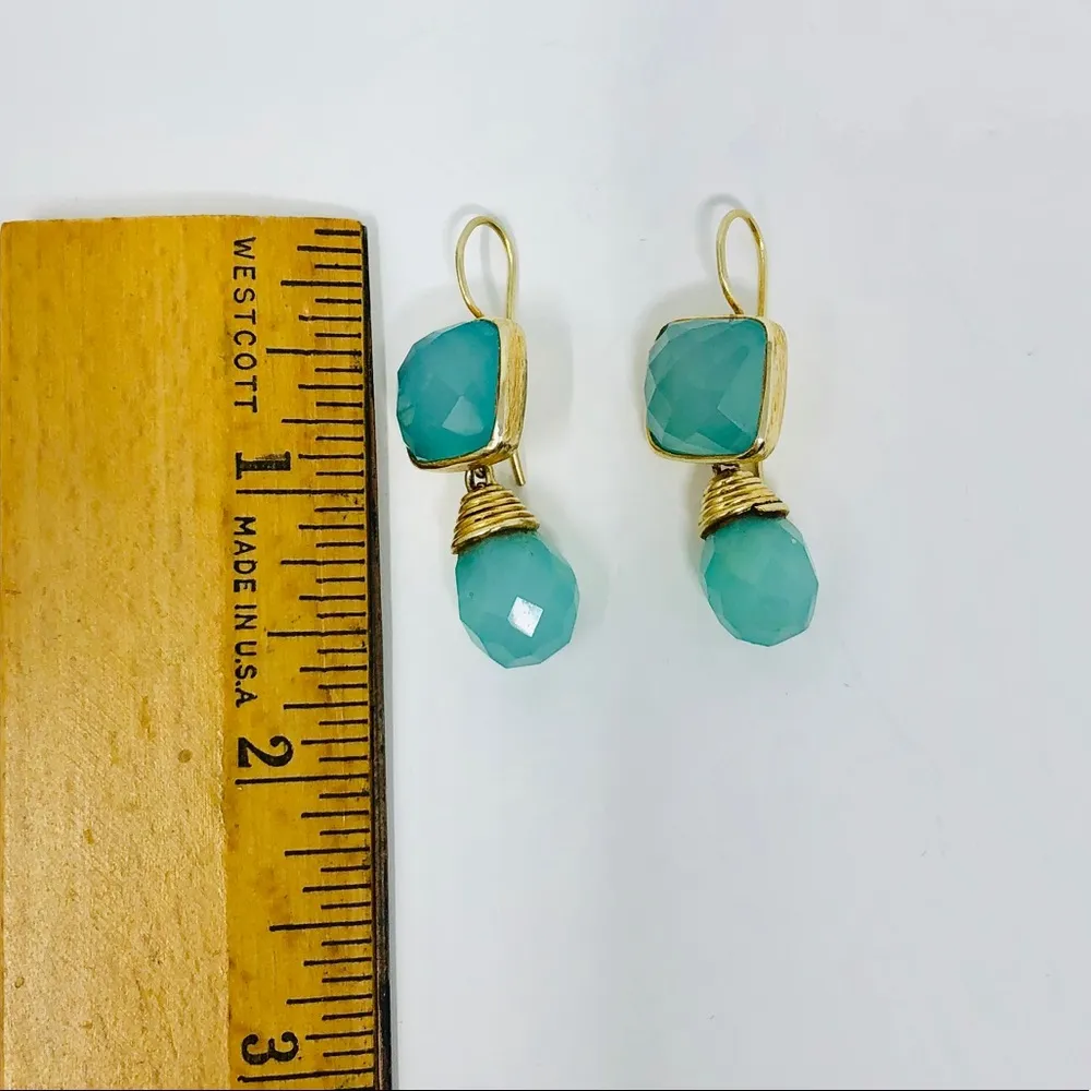 Sterling w gold overlay, chalcedony stone earrings - Image 6
