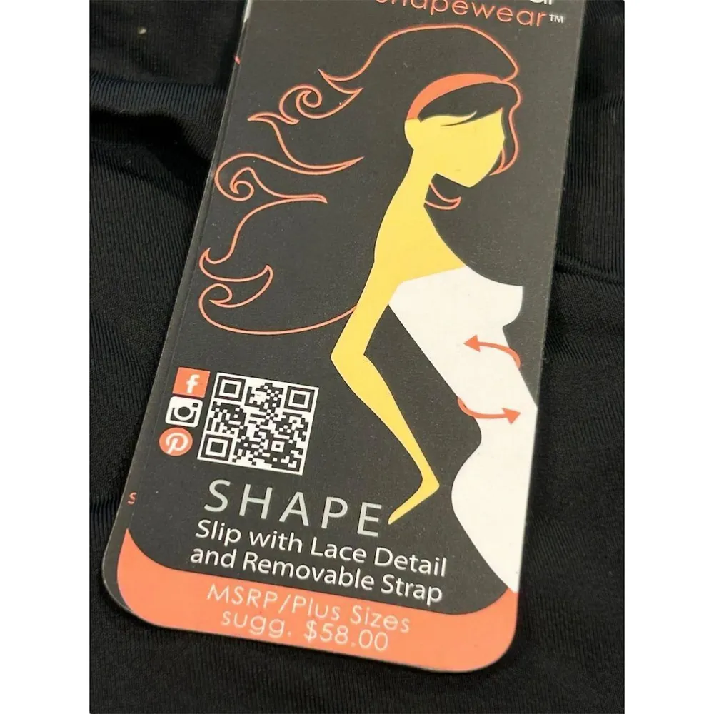 Body Beautiful Shapewear Slip Dress Lace Detail Removable Strap Black Size M Size M - Image 8