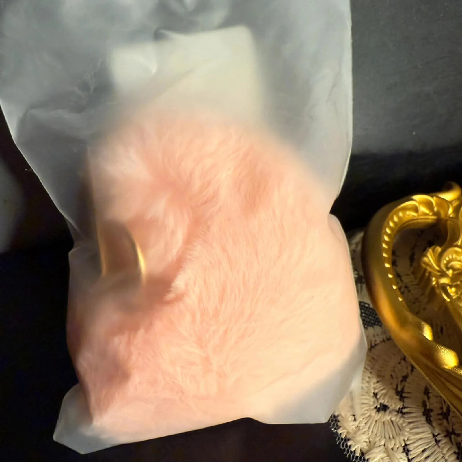 Pink Faux Fur Heart Keychain Bag Charm Blush Gold Clip NWT - Image 4