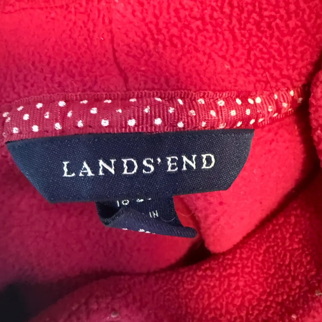 Lands' End Fleece Pullover Sweatshirt Jacket Women's XL Mock Neck Red EUC - Image 4