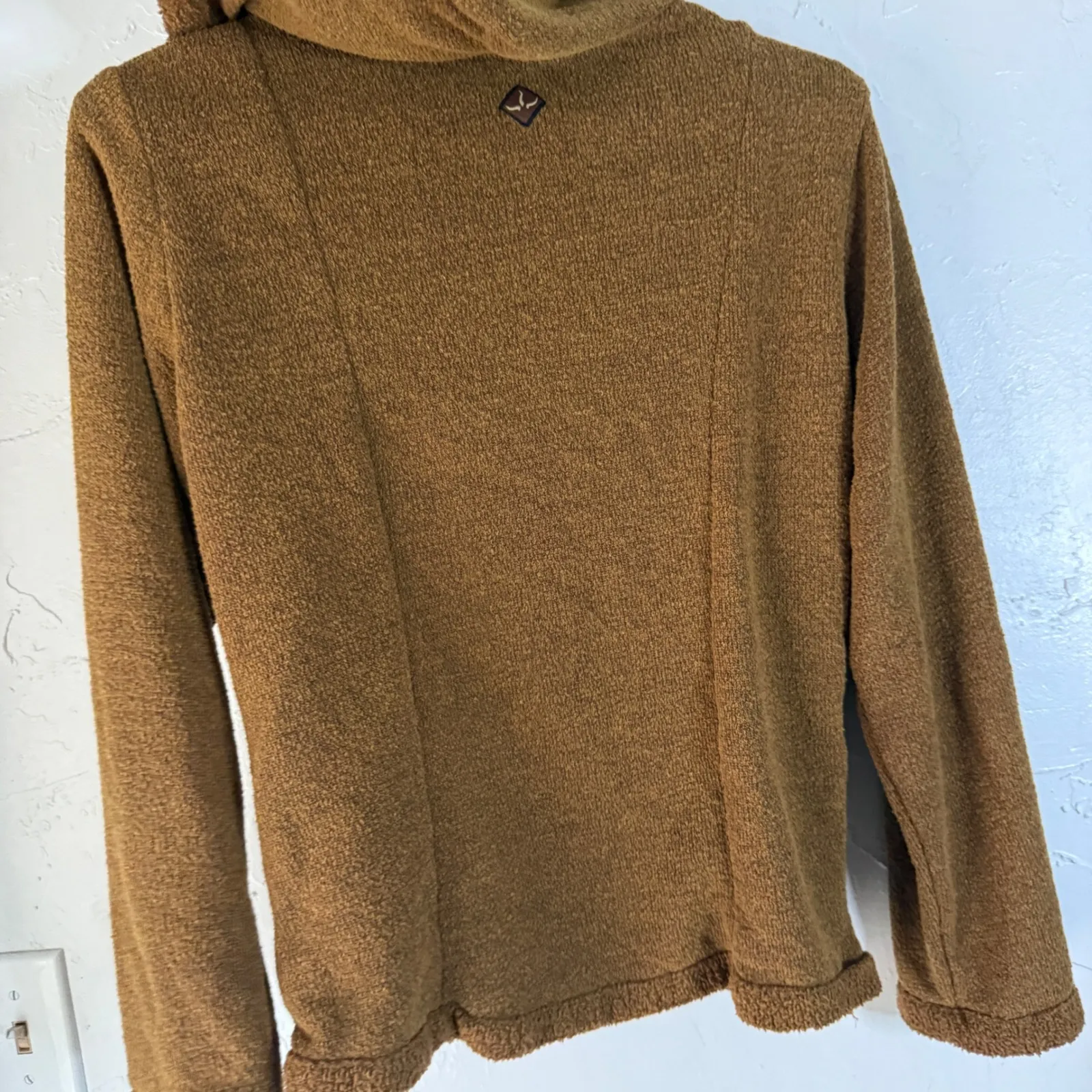 Prana Brown Fuzzy Fleece Half Zip Hoodie‎ Pullover Sweatshirt Women's Small - Image 8